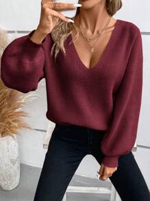 SHEIN Frenchy Jersey De Mujer Con Lazo En La Espalda - Burdeos - Ver 2
