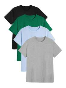 Manfinity Hypemode Men'S Plus Size Round Neck Short Sleeve T-Shirts, Pack Of 4 - Multicolor - View 1