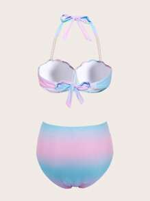 DAZY Women's Gradient Color Halter Neck Separated Bikini Set With Shell Cups Summer Beach - Multicolor - View 3