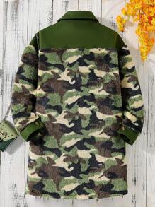 Teens Girls' Camouflage Drop Shoulder Jacket - Army Green - View 2