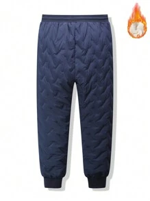 Manfinity Homme Men Letter Graphic Drawstring Waist Thermal Thermal Lined Pants, For Fall Winter