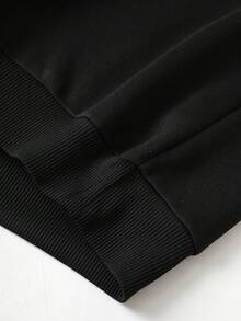 SHEIN Coolane 女士秋冬必备鬼脸保暖内衬宽松连帽衫，返校季，万圣节 - 黑色 - 查看 6