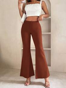 SHEIN VCAY Plus Size Elegant Flared Pants, Suitable For Vacation, Party, Gathering, Commute, Retro Style, Autumn/Winter
