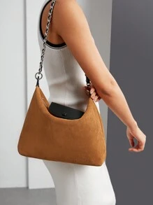 BizChic 鏈條裝飾凸起細節肩背包 - 棕色 - 查看 1