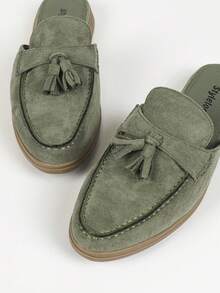Styleloop 女款綠色時尚平底拖鞋,優雅大方,適用於多種風格 - 軍綠色 - 查看 6
