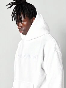 SUMWON Áo hoodie lông cừu thêu phía trước - trắng - Xem 5