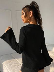 SHEIN ICON Camisa De Cuello Con Mangas Con Volantes Para Mujer