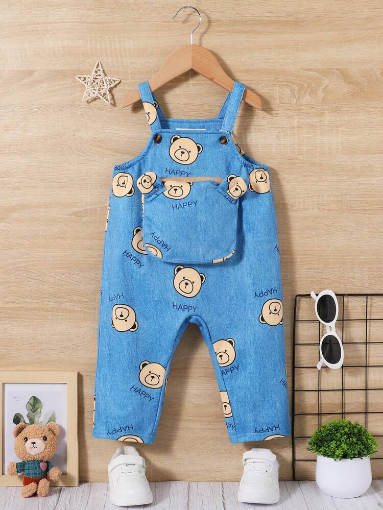 Baby Boys' 1pc Cute Bear Denim Effect Jumpsuit