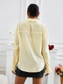GENKIRA Women'S Long Sleeve Sequined Patchwork Shirt Fall Cloth For Women - Beige - View 2