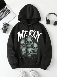 SHEIN Coolane 骷髏&字母印花休閒連帽衫