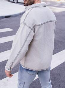 Manfinity Homme Men's Button-Front Denim Shirt With Flip Pockets