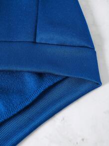 SHEIN EZwear 女式連帽保暖開衫,印有字母和蝴蝶圖案 - 藍色 - 查看 5