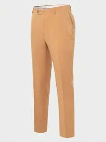 RueChic Men'S Solid Single-Breasted Suit Set - Camel - View 12