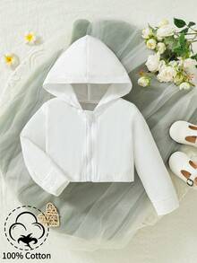 Áo hoodie nhẹ có in hình tình yêu và khẩu hiệu cho bé gái - trắng - Xem 2