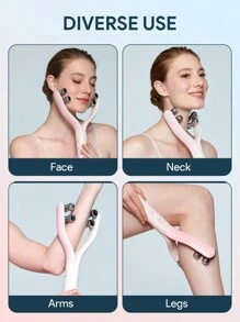 JMMO 面部按摩器，滚轮射频和 V 形面部按摩器滚轮振动，面部手臂眼腰腿护肤工具，美容及个人护理必备仪器圣诞礼物，秋冬季假期露营必备品度假配件，露营用品