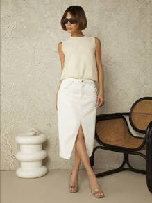 SHUZIA Sandalia De Tacón De Cuña De Color Sólido Simple Para Mujer Con Suela Gruesa - Caqui - Ver 6