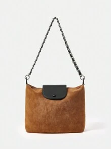 BizChic 鏈條裝飾凸起細節肩背包 - 棕色 - 查看 7