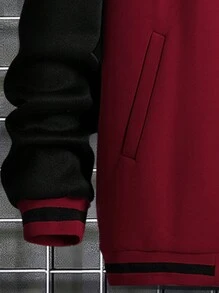 Manfinity Hypemode Conjunto De Dos Piezas De Chaqueta De Béisbol Y Pantalón Deportivo Para Hombre Con Impresión De Letra Y Contraste De Tallas Grandes