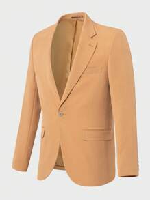RueChic Men'S Solid Single-Breasted Suit Set - Camel - View 4