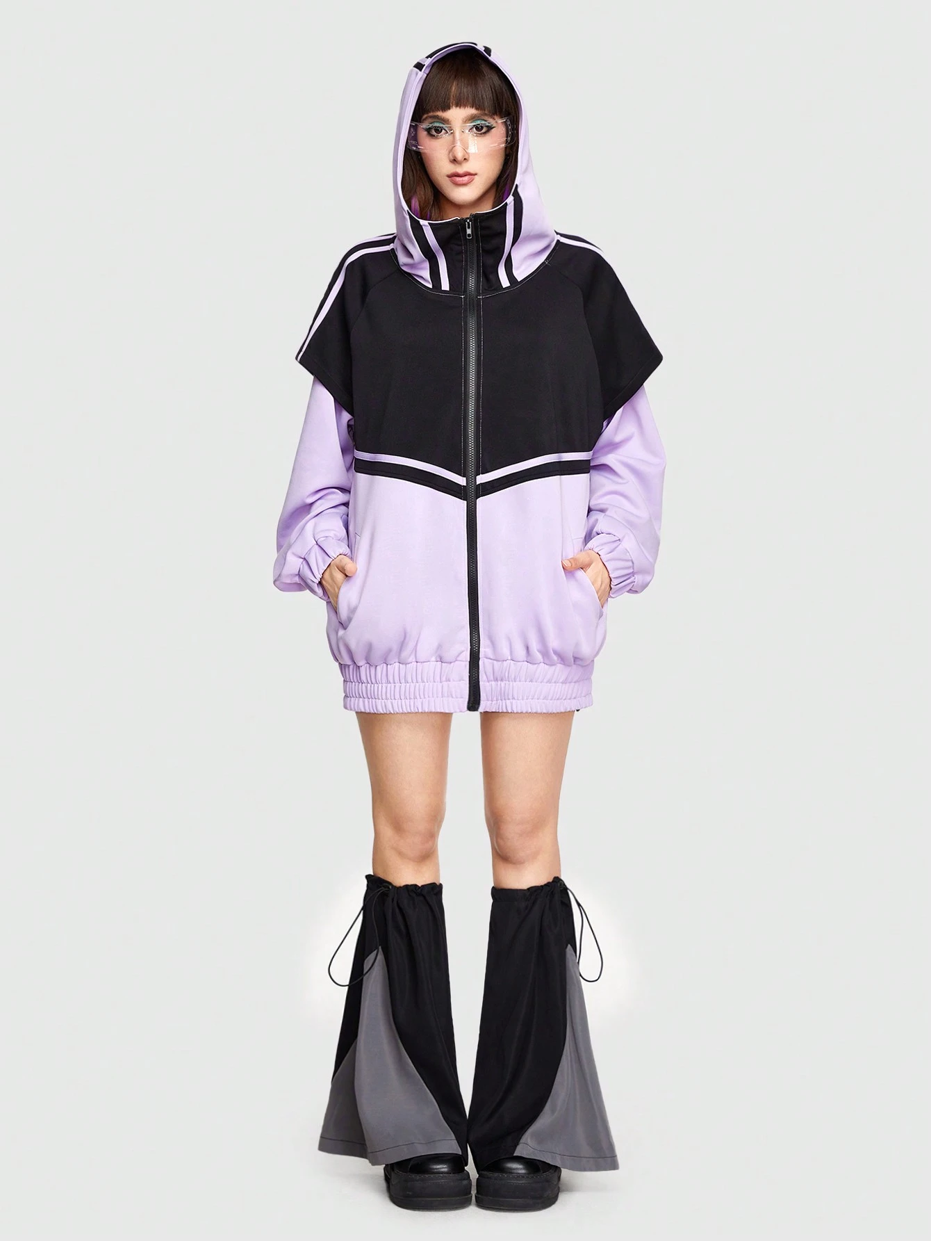 JT Air Shoodie : Chemise Manches Longues + Sweat à Capuche, Taille L, Sarcelle/violet