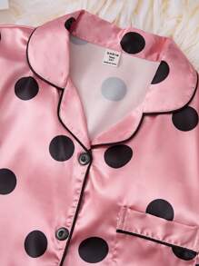 Conjunto De 4 Peças Para Casa Com Bolinhas Rosa Para Meninas Adolescentes, Incluindo Calças Compridas, Camisa De Manga Curta, Shorts E Camisola, Casual E Confortável