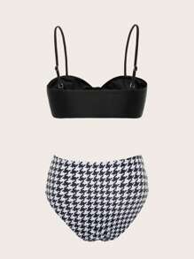 DAZY Women's Split-Type Bikini Set In Houndstooth Pattern Summer Beach,Tankini Bathing Suit - Multicolor - View 4