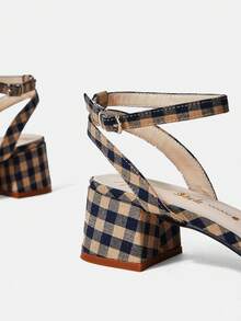 CUCCOO DOLLMOD Women's Chunky Heel Colorblocked Square Toe Sandals With Ankle Strap - Multicolor - View 5