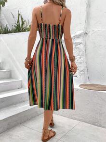 SHEIN VCAY Women's Geometric Pattern Vacation Style Spaghetti Strap Dress - Multicolor - View 2