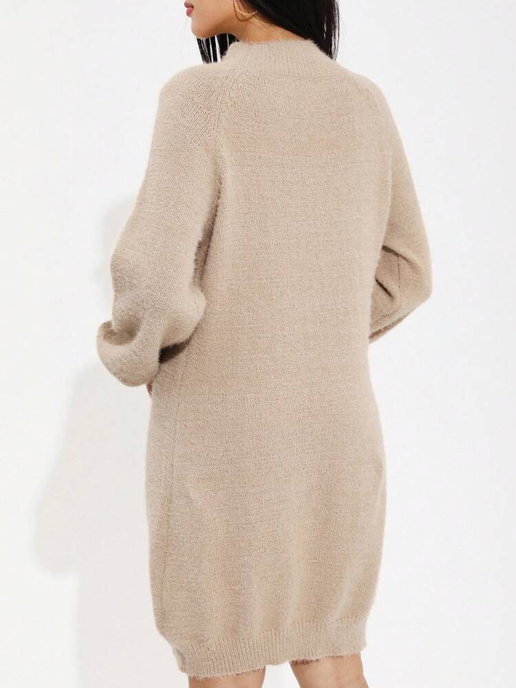 Women's Solid Color Stand Collar Sweater Dress Fall Cloth For Women