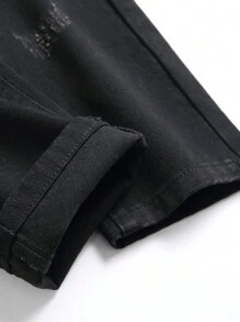 Tween Boy Casual Wrinkle Distressed Denim Pants For All Seasons - Black - View 3