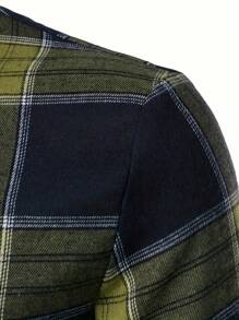 男士休閒格紋長袖襯衫 - 彩色 - 查看 3