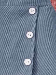 SHEIN 女嬰針織高領上衣和燈芯絨連身裙套裝,休閒風格 - 藍色 - 查看 5