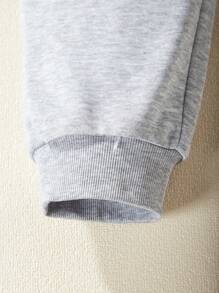 SHEIN Boys' Casual Smiling Face Printed Sweatpants - Light Grey - View 3