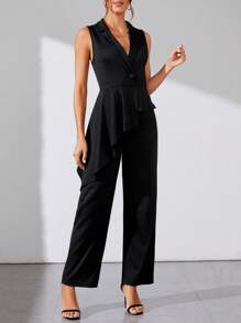 SHEIN Tall Mono Sin Mangas Con Ribete De Volantes Para Mujer