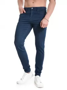 男士修身彈性牛仔褲，經典舒適 - 藏蓝色 - 查看 1