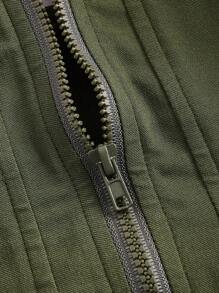 SHEIN EZwear Màu xanh lá Mặt trước Dây kéo Áo Bandeau  Đối với phụ nữ - xanh quân đội - Xem 4