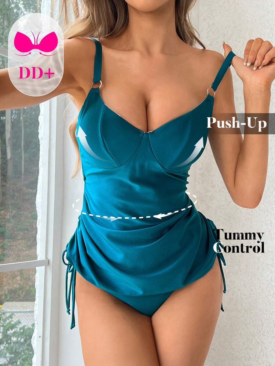 Swim DD+ 女式垂墜褶皺cami比基尼上衣 - 彩色 - 查看 1