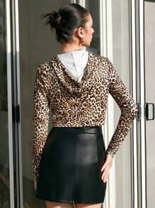 Chiquease Women's Leopard Print Stand Collar Long Sleeve Top Fall Cloth For Women - Multicolor - View 2