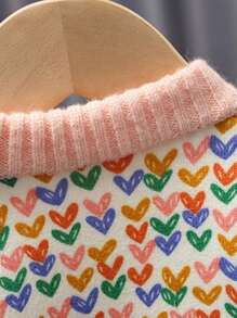 女童超暖和絨毛愛心圖案長袖毛衣 - 粉色 - 查看 6