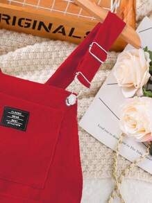 SHEIN 青少女貝雷帽連身裙,帶字母貼布 - 紅色 - 查看 10