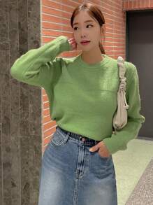 DAZY Sueter De Cuello Redondo Para Mujer - Verde - Ver 6