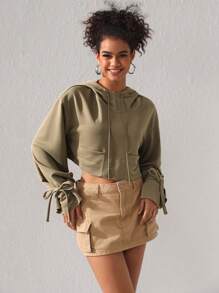 Yunjeong Jang 女款束口下擺帽衫,帶扣袖口 - 灰色 - 查看 8