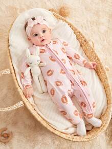 Baby Girls' Pink Rugby Style Jumpsuit - Pink - View 4