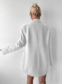 EURMUSE Lapel Neck Double Button Blazer - Beige - View 2