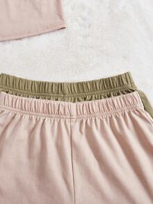 Cô gái Dệt kim Cami ngọn Với Khóa Đồ trang trí Và Eo đàn hồi Bộ quần short , Nhiều màu - Nhiều màu - Xem 3