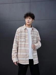 Manfinity Homme Men's Turn-down Collar Denim Shirt - Multicolor - View 6