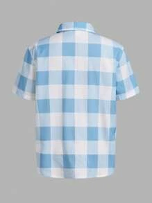 少年格子襯衫配可拆式背帶和長褲，紳士套裝 - 白色 - 查看 8