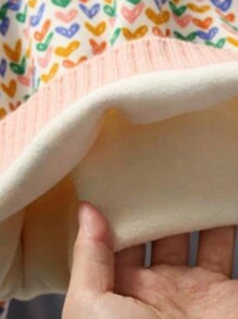 女童超暖和絨毛愛心圖案長袖毛衣 - 粉色 - 查看 7