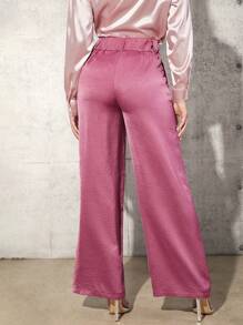 SHEIN Tall Của phụ nữ Màu thuần Rộng chân Quần - Hồng - Xem 2