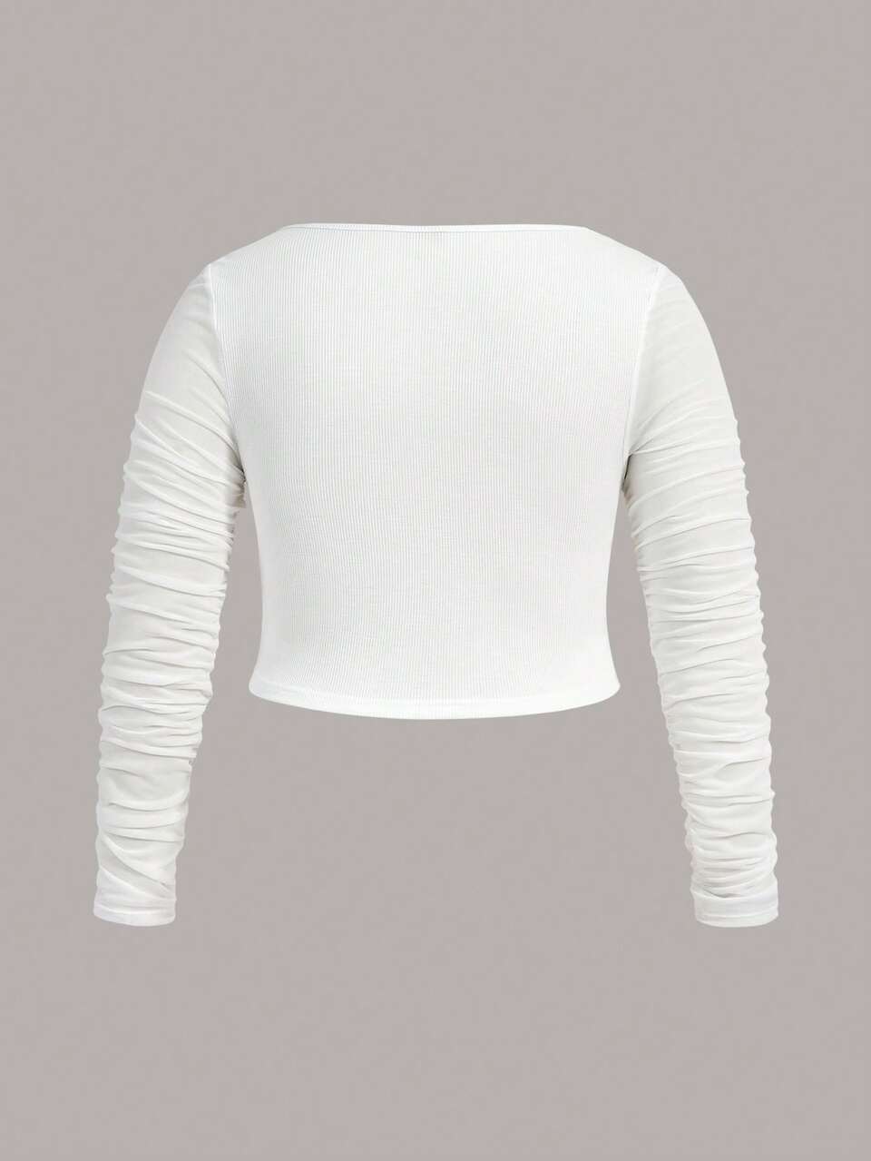 Ladies' Plus Size Hollow Out & Ruffle Detail Long Sleeve Top